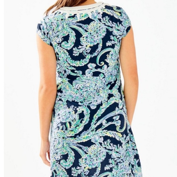 Lilly Pulitzer Madia Tunic Dress High Tide Navy Scuba Doo White Green Size XXS - Picture 7 of 17